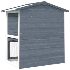 Outdoor Rabbit Hutch 3 Doors Wood Grey