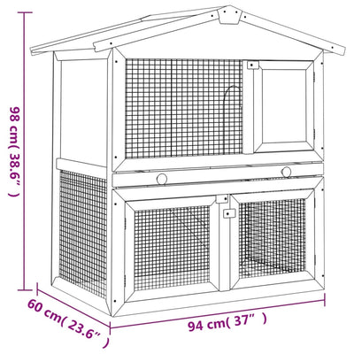 Outdoor Rabbit Hutch 3 Doors Grey Wood