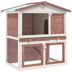 Outdoor Rabbit Hutch 3 Doors Wood Brown