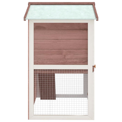 Outdoor Rabbit Hutch 3 Doors Brown Wood