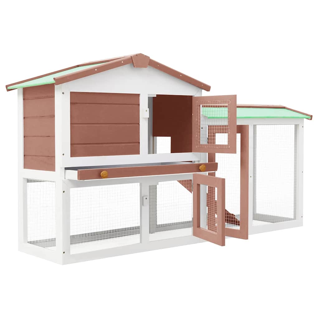 Outdoor Large Rabbit Hutch 145x45x84 cm Wood Brown and white