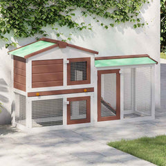 Outdoor Large Rabbit Hutch 145x45x84 cm Wood Brown and white