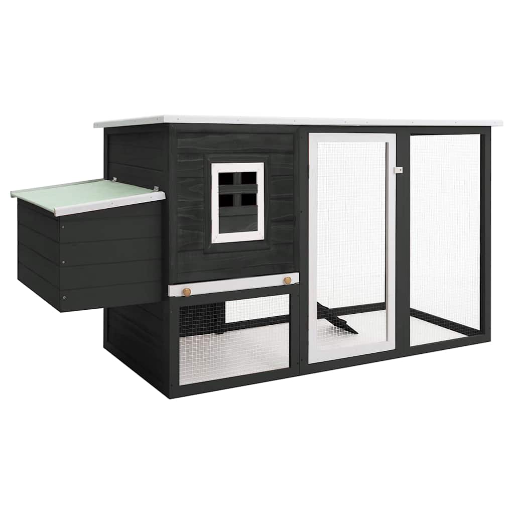 Outdoor Chicken Cage Hen House with 1 Egg Cage Wood Grey