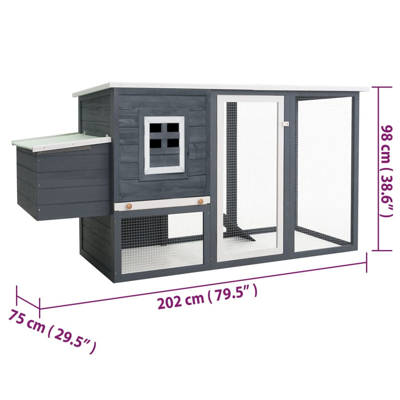 Outdoor Chicken Cage Hen House with 1 Egg Cage Grey Wood