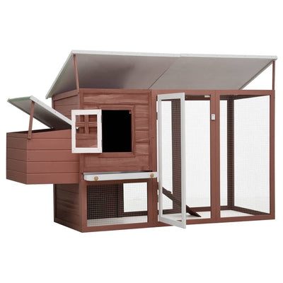 Outdoor Chicken Cage Hen House with 1 Egg Cage Brown Wood