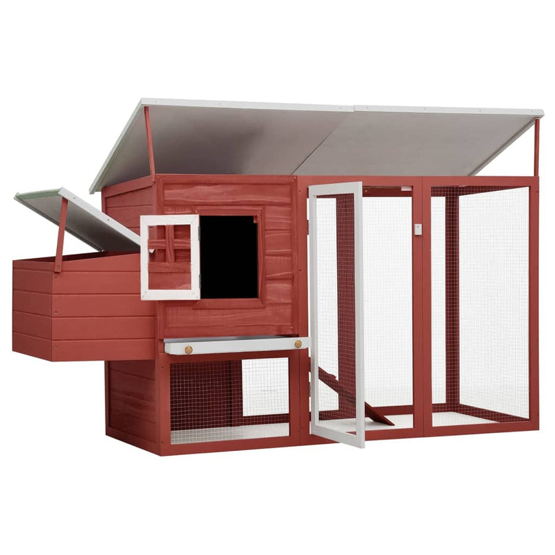 Outdoor Chicken Cage Hen House with 1 Egg Cage Red Wood