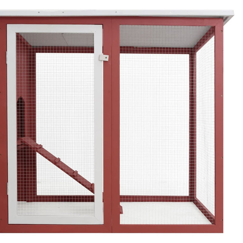 Outdoor Chicken Cage Hen House with 1 Egg Cage Red Wood