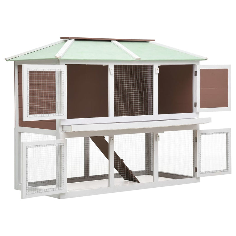 Animal Rabbit Cage Double Floor Brown Wood