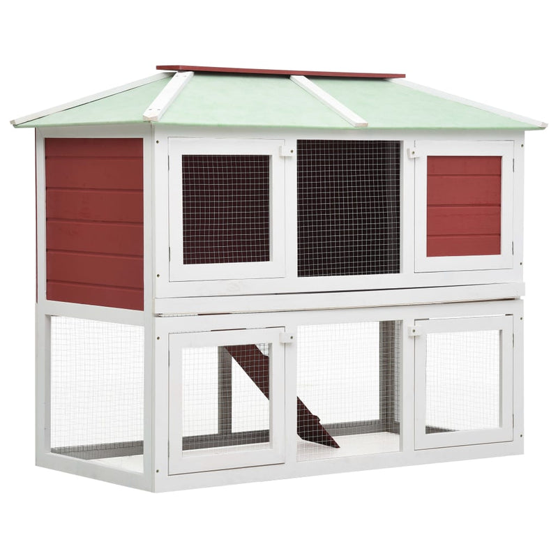 Animal Rabbit Cage Double Floor Red Wood