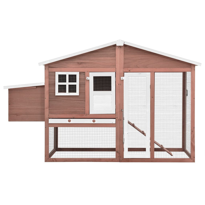 Chicken Coop with Nest Box Mocha and White Solid Fir Wood