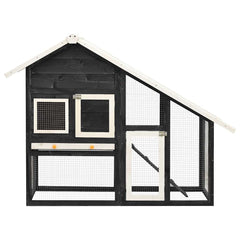 Rabbit Hutch 140x63x120 cm Solid Firwood Grey and white