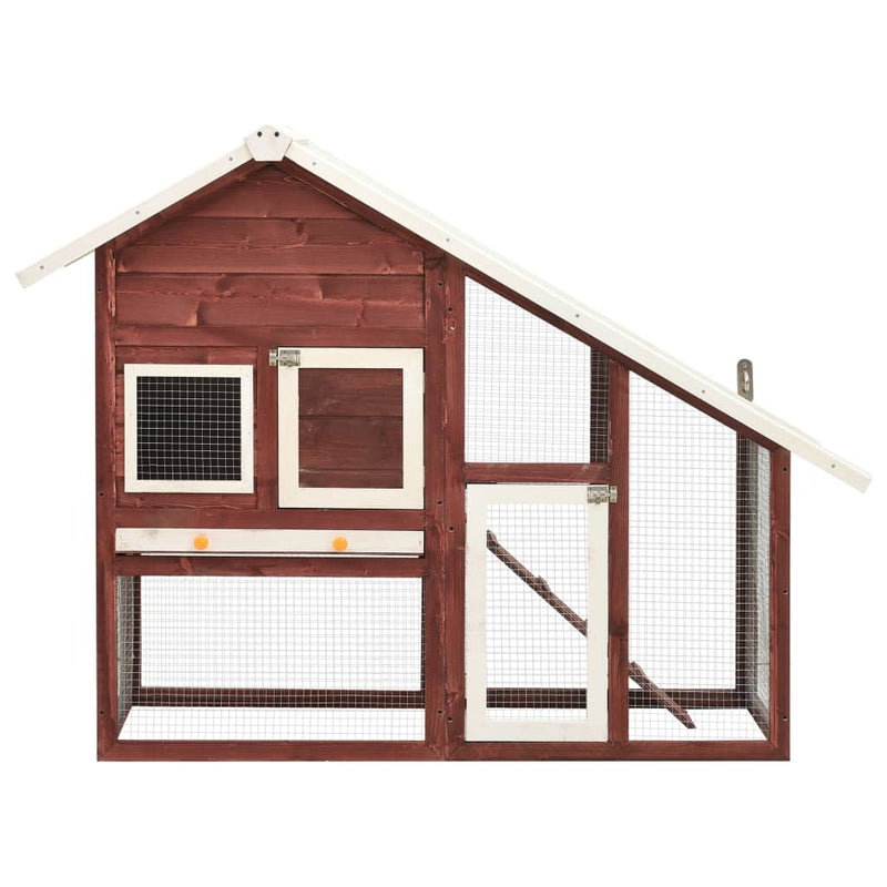 Rabbit Hutch Mocha and White 140x63x120 cm Solid Firwood