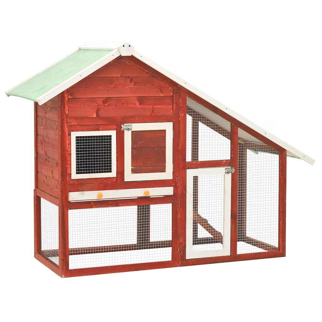 Rabbit Hutch 140x63x120 cm Solid Firwood Red and white