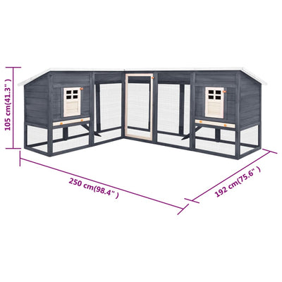 Outdoor Rabbit Hutch with Run Grey and White Solid Fir Wood