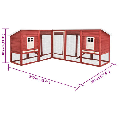 Outdoor Rabbit Hutch with Run Red and White Solid Fir Wood