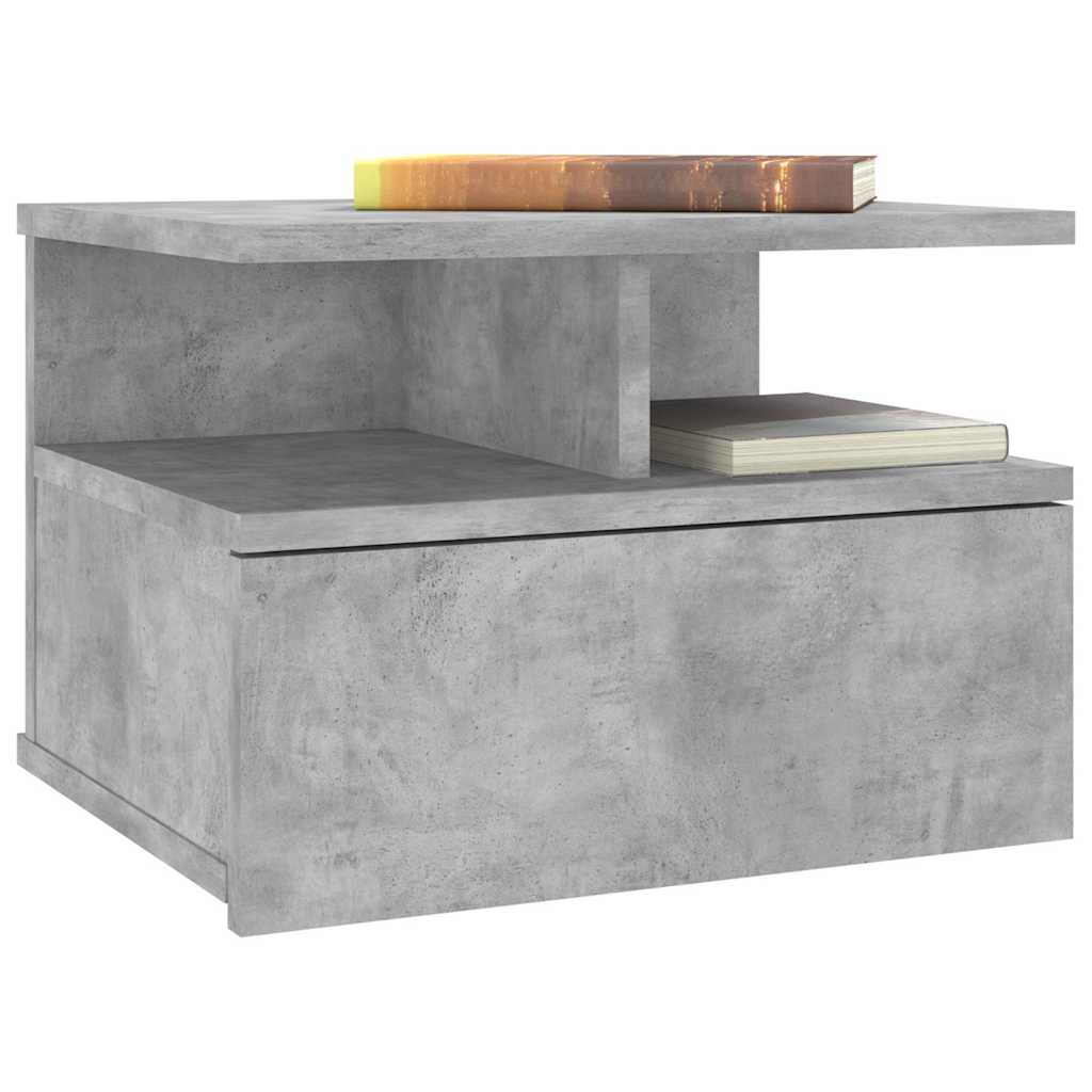 vidaXL Floating Nightstand Concrete Grey 40x31x27cm Engineered Wood 3