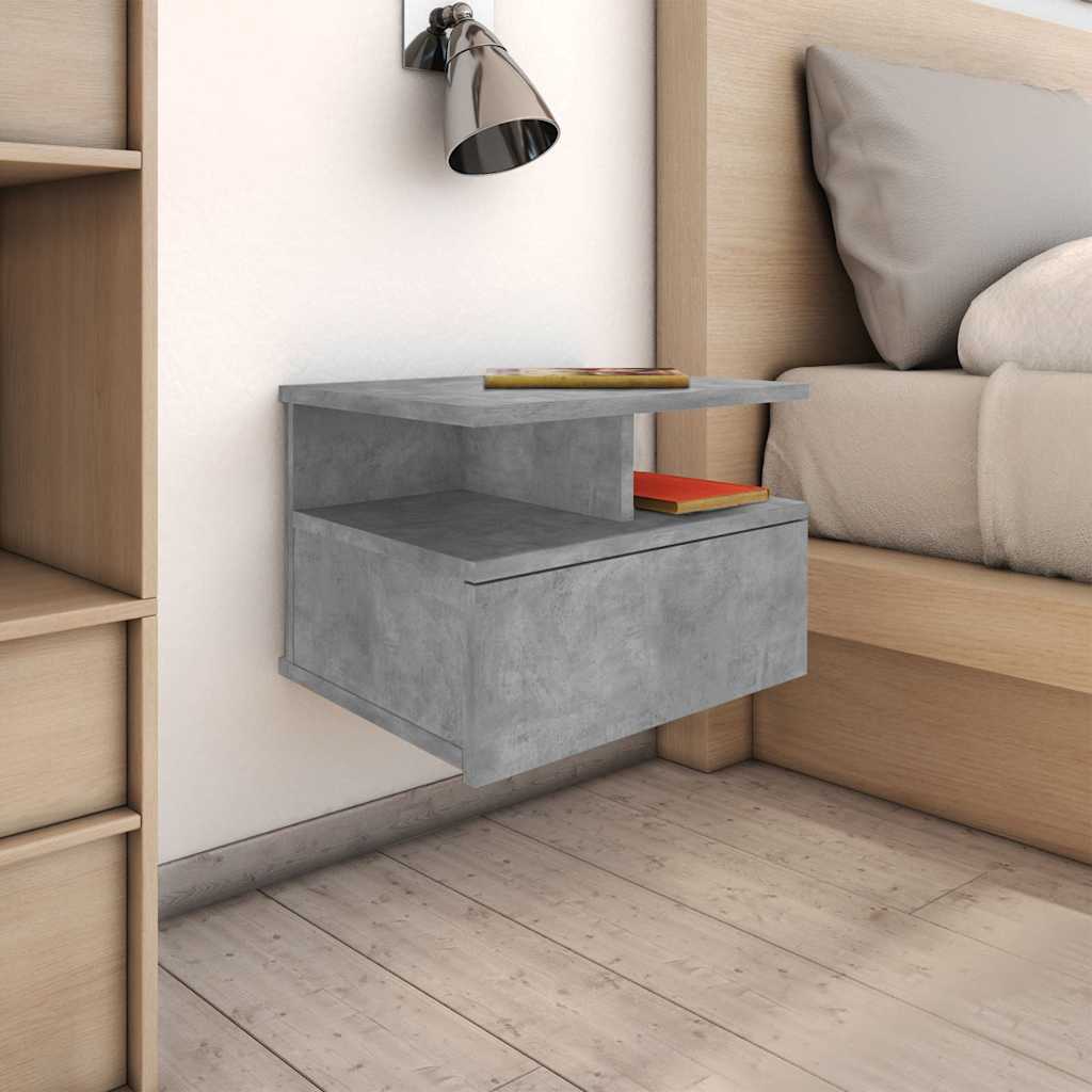 vidaXL Floating Nightstand Concrete Grey 40x31x27cm Engineered Wood 1