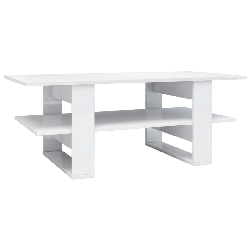 Coffee Table High Gloss White 110x55x42 cm Engineered Wood