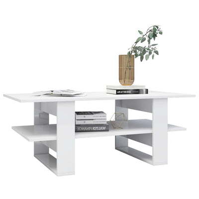 Coffee Table High Gloss White 110x55x42 cm Engineered Wood