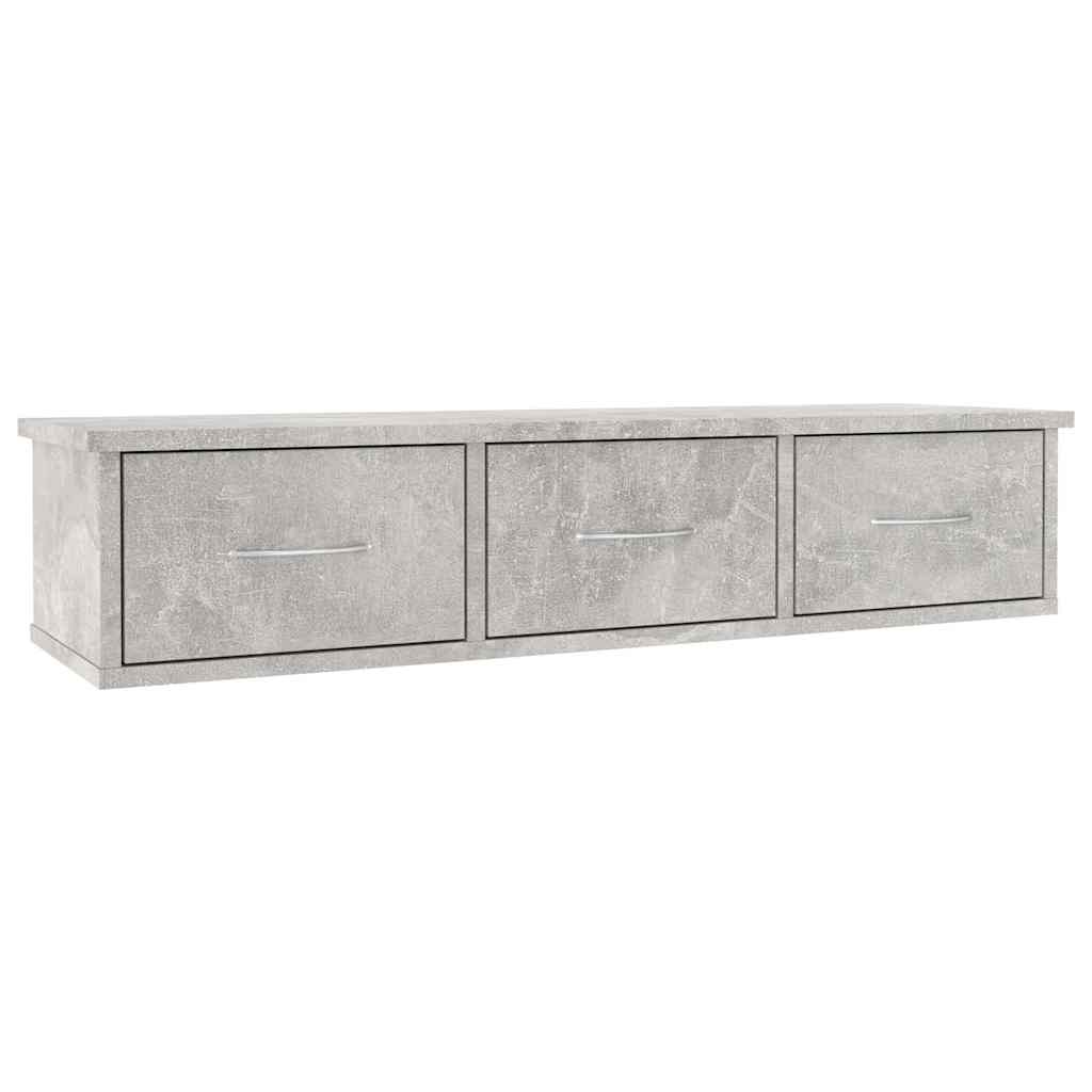 800598 vidaXL Wall-mounted Drawer Shelf Concrete Grey 88x26x18,5 cm Engineered Wood 2