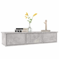 800598 vidaXL Wall-mounted Drawer Shelf Concrete Grey 88x26x18,5 cm Engineered Wood 6