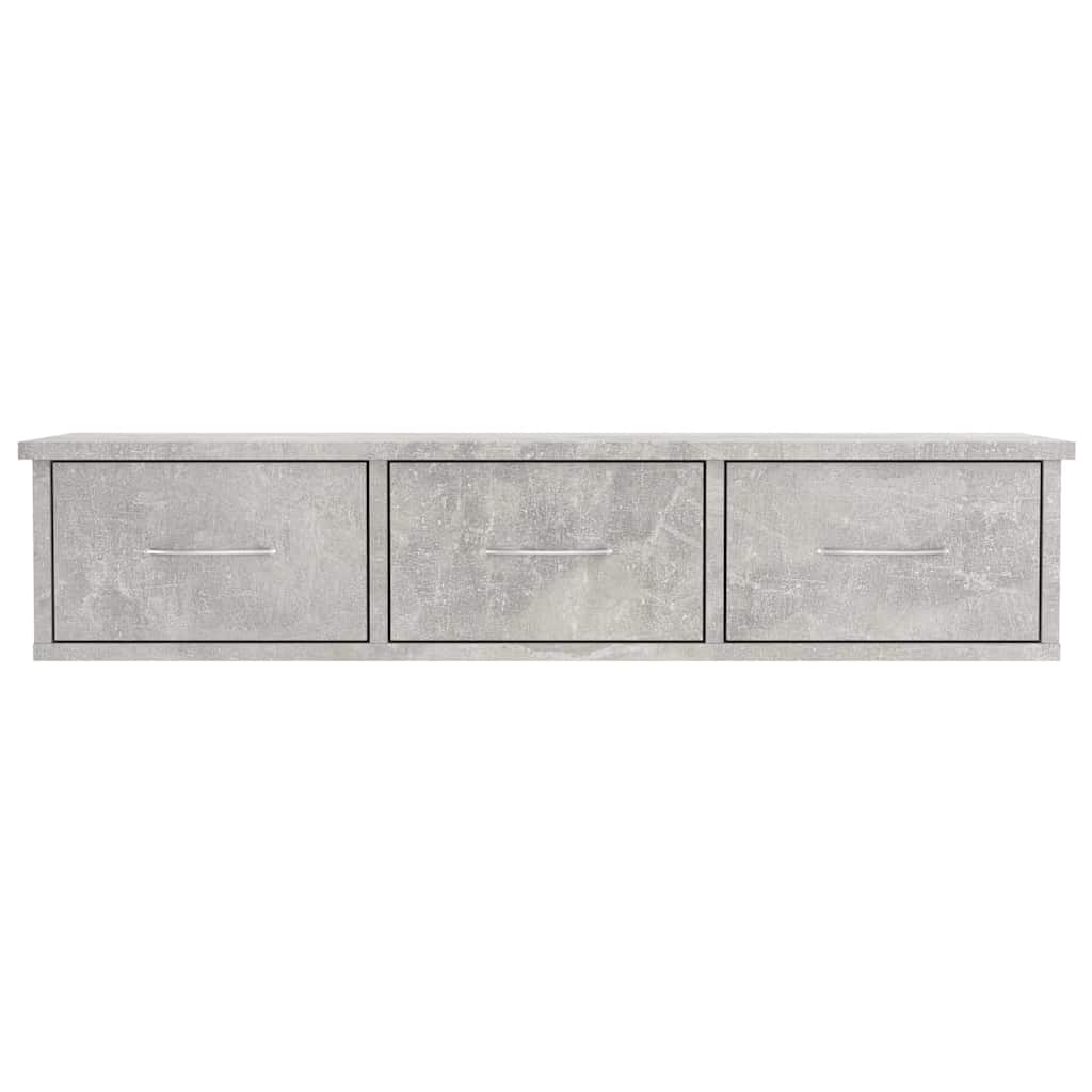 800598 vidaXL Wall-mounted Drawer Shelf Concrete Grey 88x26x18,5 cm Engineered Wood 3