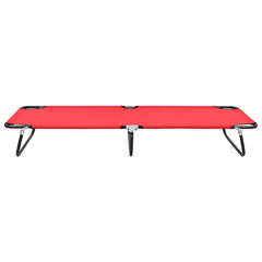 Folding Sun Lounger Steel Red