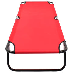 Folding Sun Lounger Steel Red