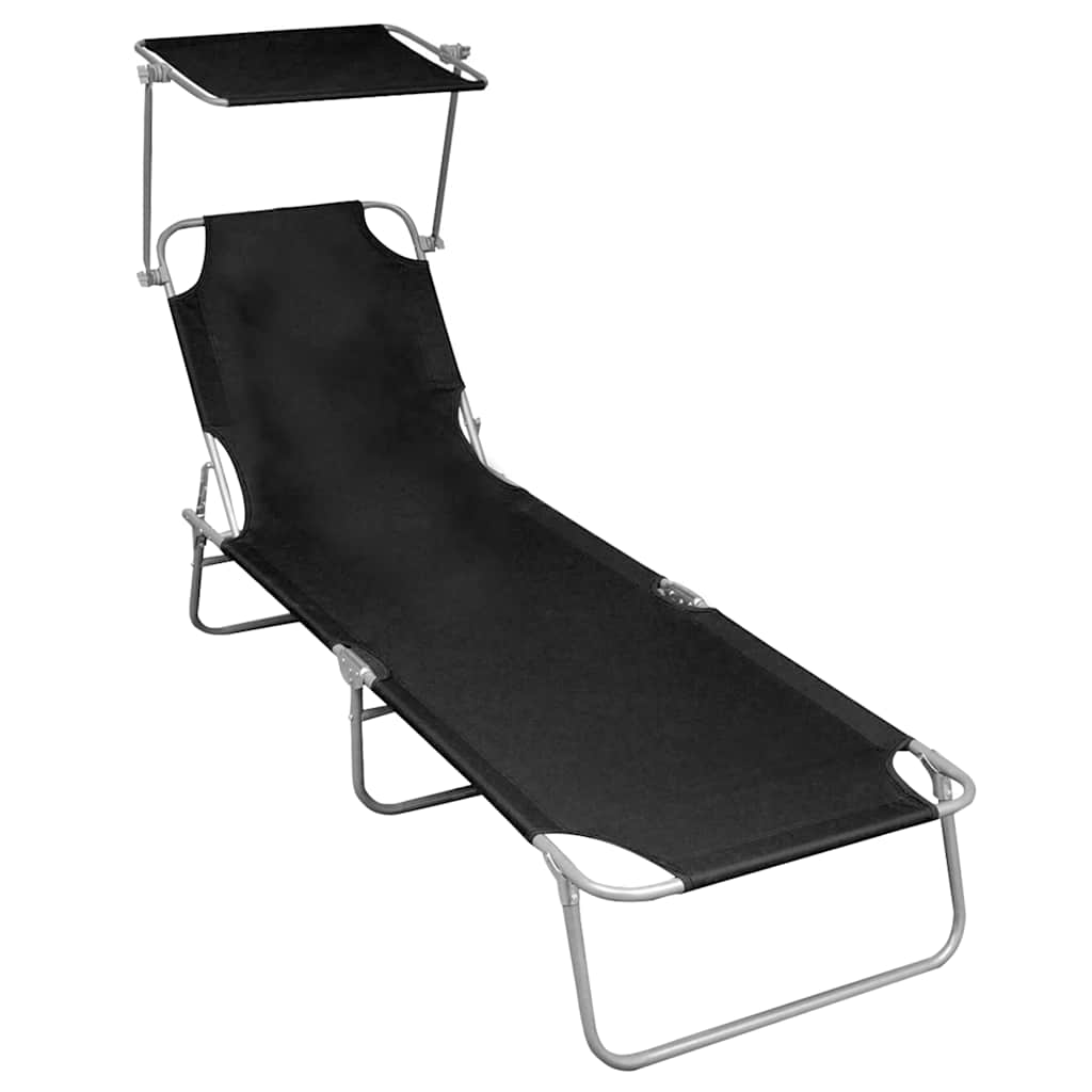vidaXL Folding Sun Lounger with Canopy Aluminium