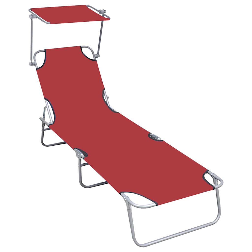 vidaXL Folding Sun Lounger with Canopy Aluminium