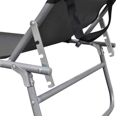 vidaXL Folding Sun Lounger with Canopy Grey Aluminium 5