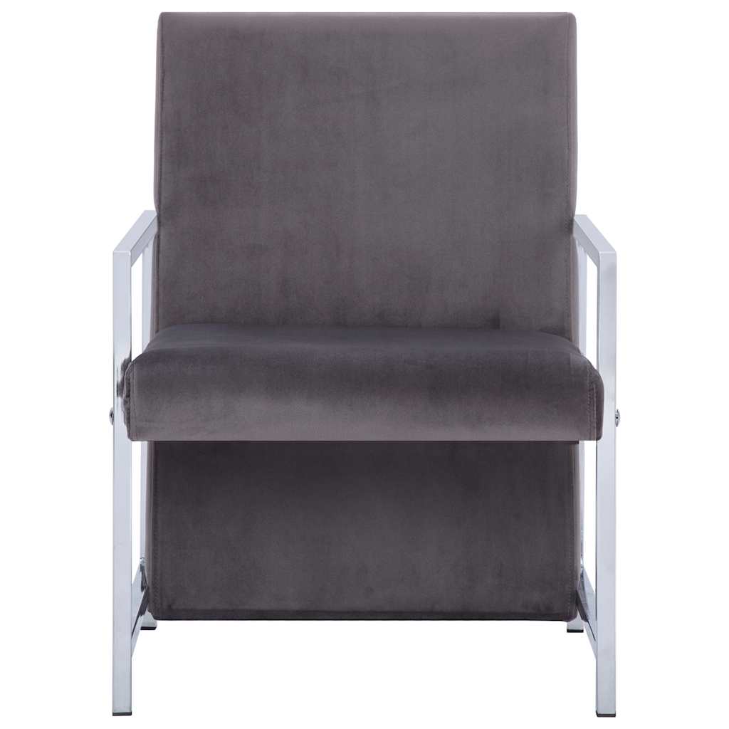 vidaXL Armchair with Chrome Feet Dark Gray Velvet 3