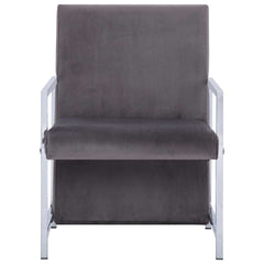 vidaXL Armchair with Chrome Feet Dark Gray Velvet 3
