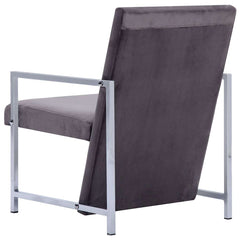 vidaXL Armchair with Chrome Feet Dark Gray Velvet 4