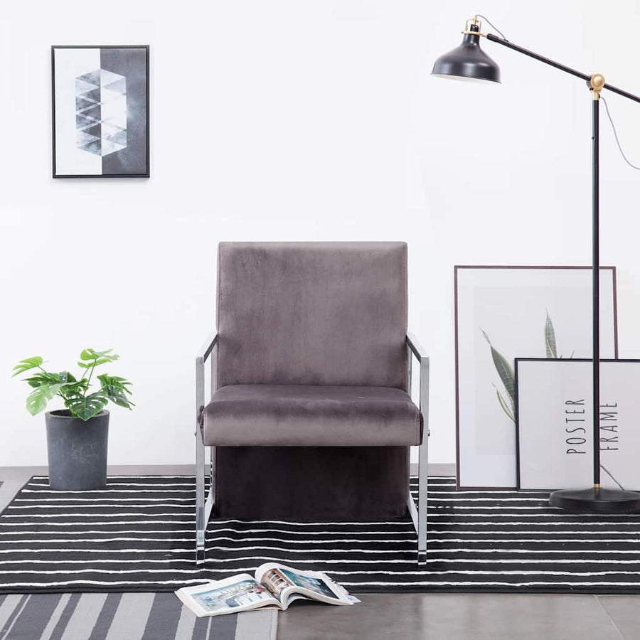 vidaXL Armchair with Chrome Feet Dark Gray Velvet 1