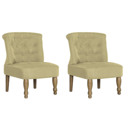 French Chairs 2 pcs Green Fabric