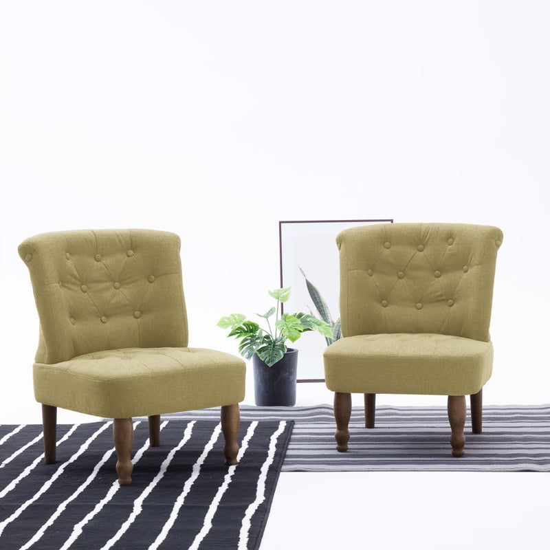 French Chairs 2 pcs Green Fabric