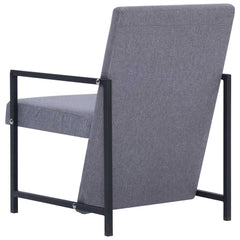 vidaXL Armchair with Chrome Feet Light Grey Fabric 4