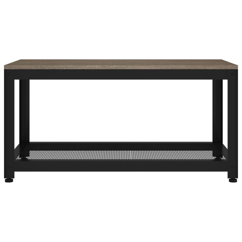 Coffee Table Grey and Black 90x45x45 cm MDF and Iron