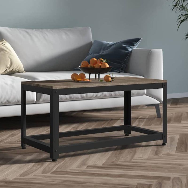 Coffee Table Grey and Black 90x45x45 cm MDF and Iron