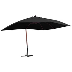 vidaXL Hanging Garden Parasol with Wooden Pole 400x300 cm Black 1
