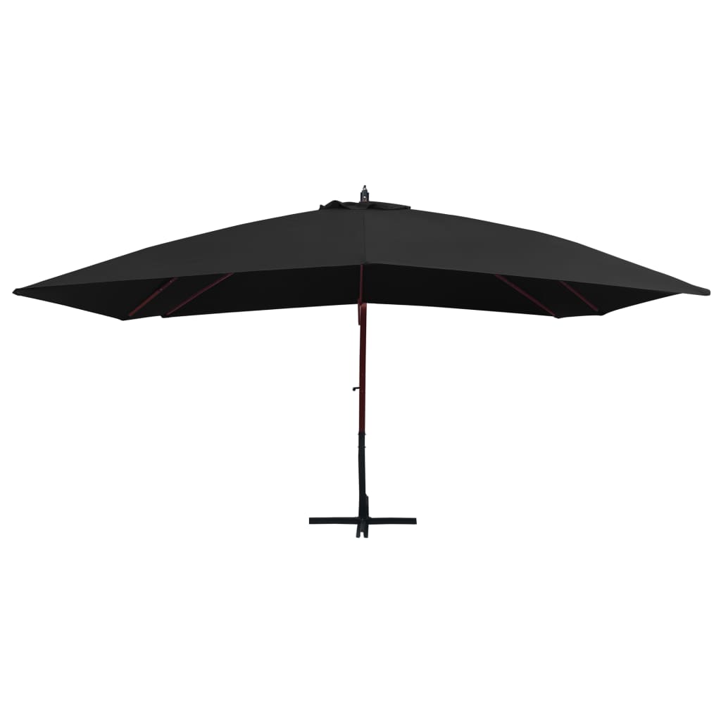 vidaXL Hanging Garden Parasol with Wooden Pole 400x300 cm Black 2