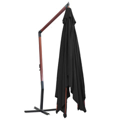 vidaXL Hanging Garden Parasol with Wooden Pole 400x300 cm Black 4