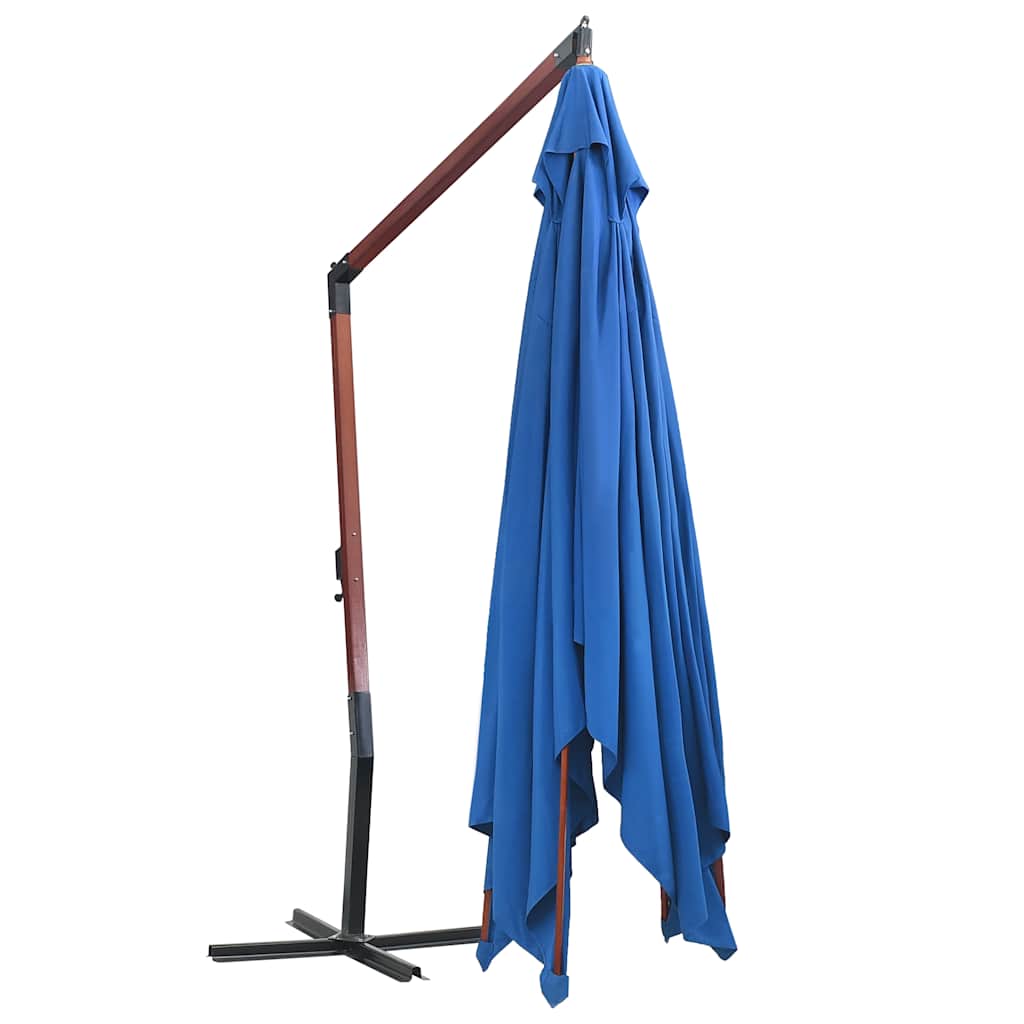 vidaXL Hanging Garden Parasol with Wooden Pole 400x300 cm Blue 4
