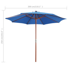 vidaXL Garden Parasol with Wooden Pole 300x258 cm Blue 6
