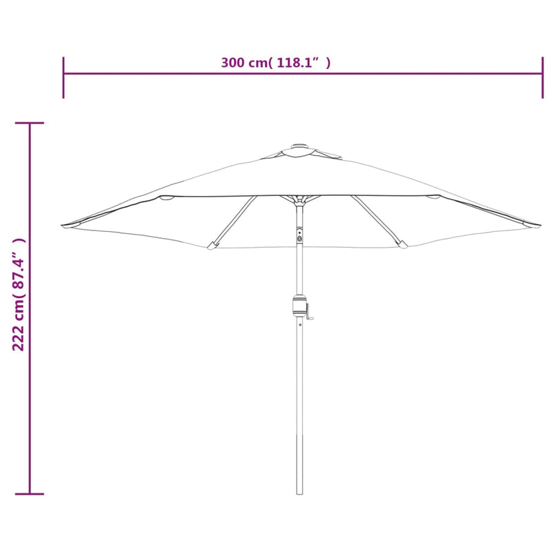 Outdoor Parasol with Metal Pole 300 cm Black