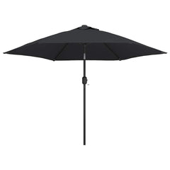 Outdoor Parasol with LED Lights and Steel Pole 300 cm Black