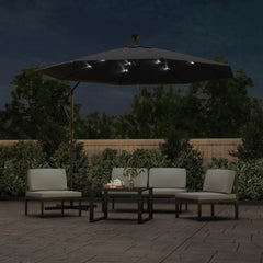 vidaXL Cantilever Garden Parasol with LED Lights and Steel Pole 300 cm Black 3