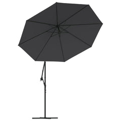 vidaXL Cantilever Garden Parasol with LED Lights and Steel Pole 300 cm Black 5