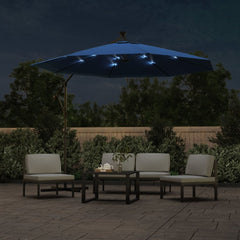 vidaXL Cantilever Garden Parasol with LED Lights and Steel Pole 300 cm Azure 3